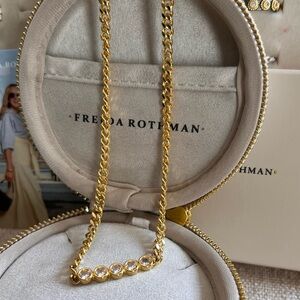 Freida Rothman Gold-Tone Crystal Station Necklace